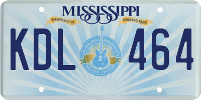 MS license plate KDL464