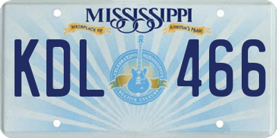 MS license plate KDL466