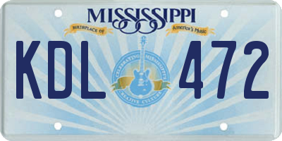 MS license plate KDL472