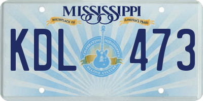 MS license plate KDL473