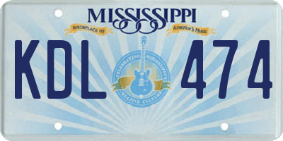 MS license plate KDL474