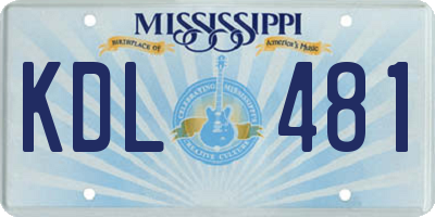 MS license plate KDL481