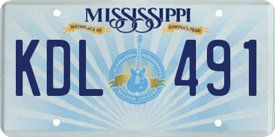 MS license plate KDL491
