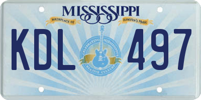 MS license plate KDL497