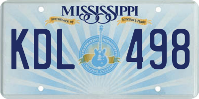 MS license plate KDL498