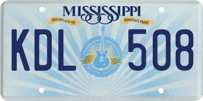 MS license plate KDL508