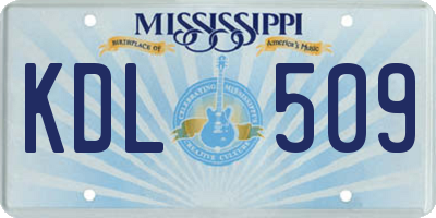MS license plate KDL509