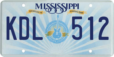 MS license plate KDL512