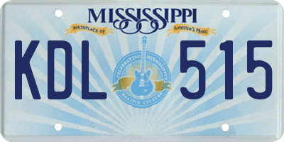 MS license plate KDL515
