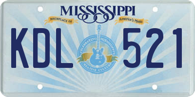MS license plate KDL521