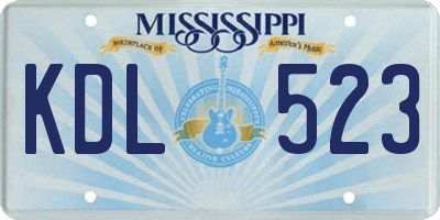 MS license plate KDL523