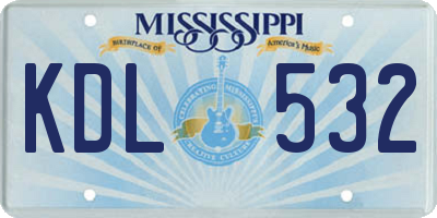 MS license plate KDL532
