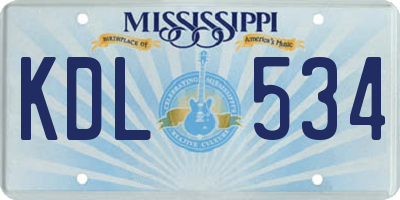 MS license plate KDL534