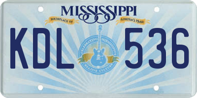 MS license plate KDL536