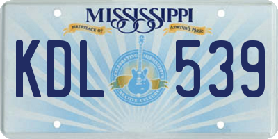 MS license plate KDL539