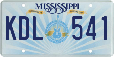 MS license plate KDL541