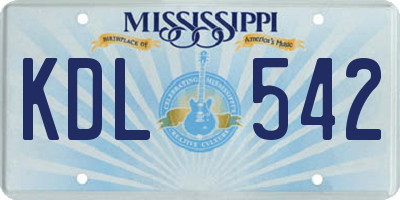 MS license plate KDL542