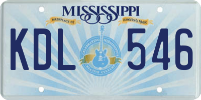 MS license plate KDL546