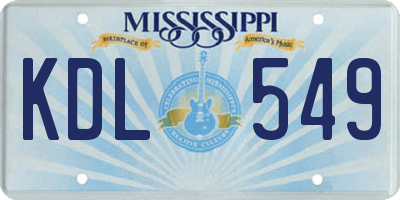 MS license plate KDL549