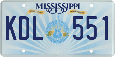 MS license plate KDL551