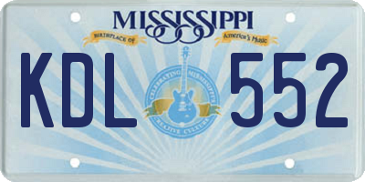 MS license plate KDL552