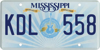 MS license plate KDL558