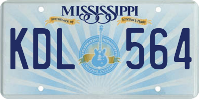 MS license plate KDL564