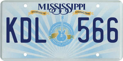 MS license plate KDL566