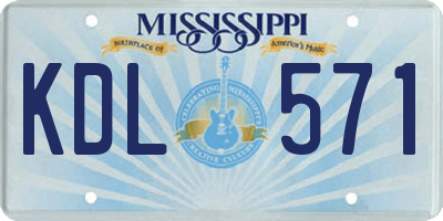MS license plate KDL571