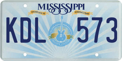 MS license plate KDL573