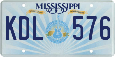 MS license plate KDL576