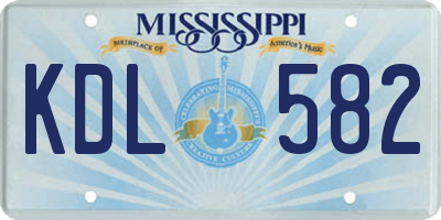 MS license plate KDL582