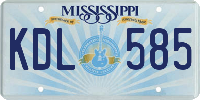 MS license plate KDL585