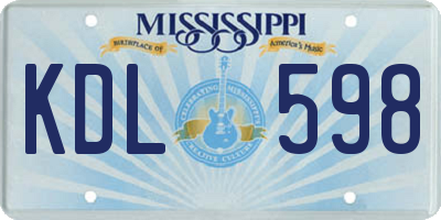 MS license plate KDL598