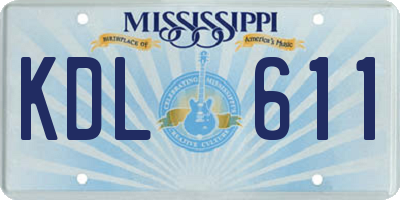 MS license plate KDL611