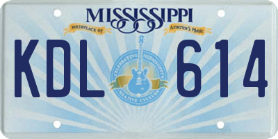 MS license plate KDL614