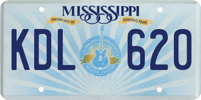 MS license plate KDL620
