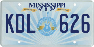 MS license plate KDL626