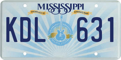 MS license plate KDL631