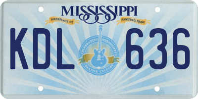 MS license plate KDL636