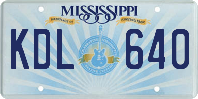 MS license plate KDL640