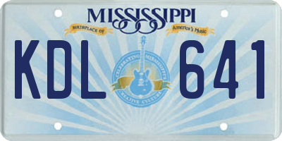 MS license plate KDL641