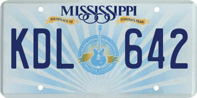 MS license plate KDL642