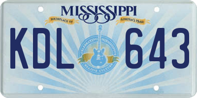 MS license plate KDL643