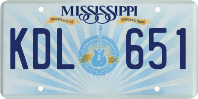 MS license plate KDL651