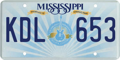 MS license plate KDL653