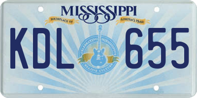 MS license plate KDL655