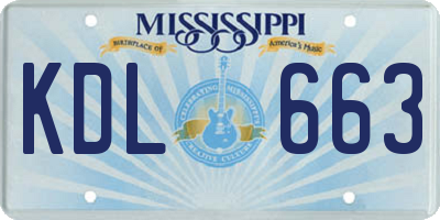 MS license plate KDL663