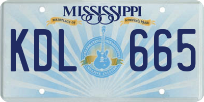 MS license plate KDL665