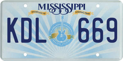 MS license plate KDL669